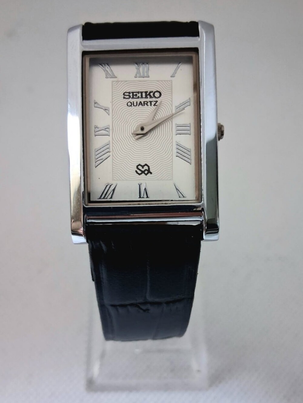 Mint Condition - Rare - Vintage Seiko Slim Tank Quartz Men's Leather Wristwatch
